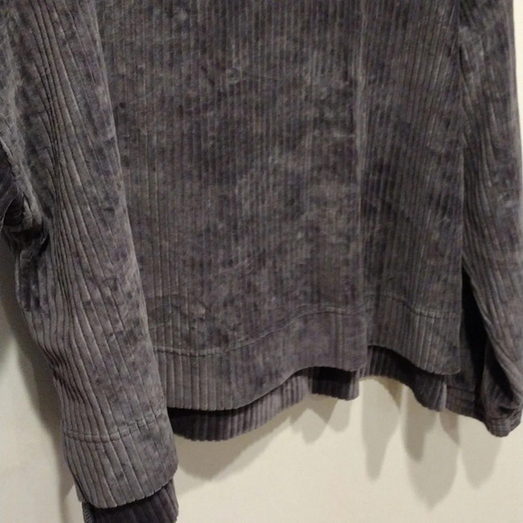 Aerie Gray Ribbed Velour Groove On Cropped Lounge Hoodie Sz M-Casual Slouchy - Picture 5 of 8